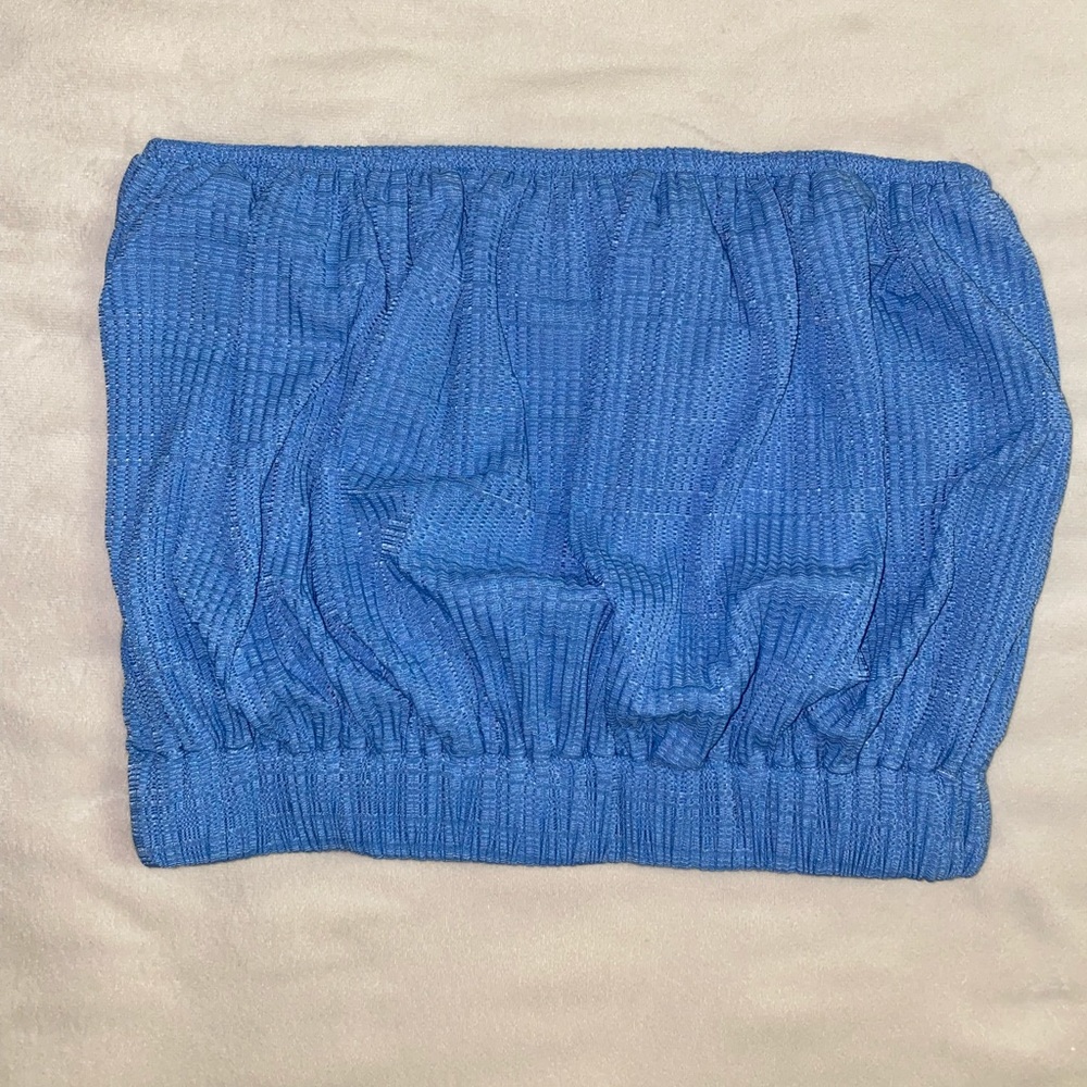 Blue Bandeau Top